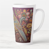 Folk Art Parkiet met bloemen Latte Mok (Rechts)