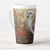 Folk Art Parkiet met bloemen Latte Mok (Linkerhoek)