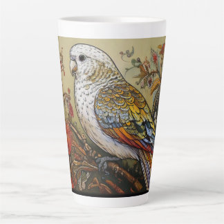 Folk Art Parkiet met bloemen Latte Mok