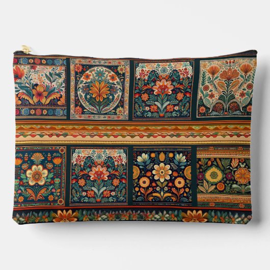 Folk Art Patchwork Zippered Pouch Etui (Voorkant)