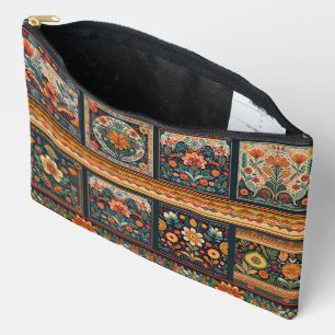 Folk Art Patchwork Zippered Pouch Etui