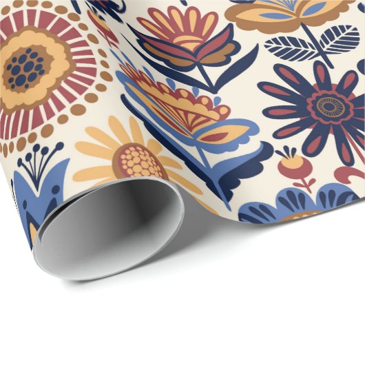 Folk Art Pattern Cadeaupapier (Rol Hoek)