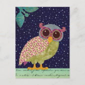 Folk Art Pattern Owl at Night Briefkaart (Voorkant)