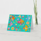 Folk Art Peace Doves Folded Foil Holiday Card Folie Feestdagenkaart (Voorkant)