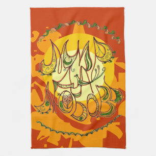 Folk Art Peace & Love Wish in Russian Theedoek