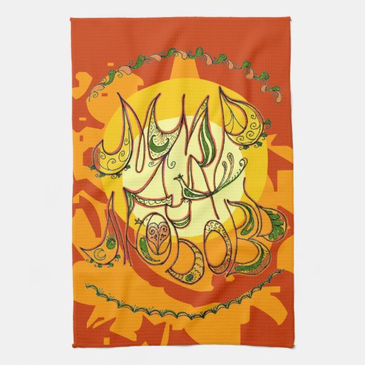 Folk Art Peace & Love Wish in Russian Theedoek (Verticaal)