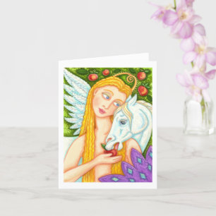 FOLK ART PEGASUS AND EVE IN GARDEN OF EDEN Blank C Kaart