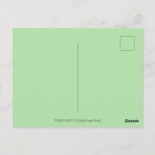 FOLK ART PEGASUS EN EVE IN GARDEN OF EDEN, HORSE BRIEFKAART (Achterkant)