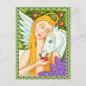FOLK ART PEGASUS EN EVE IN GARDEN OF EDEN, HORSE BRIEFKAART (Voorkant)