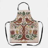 Folk Art Personalized Bird Medium Apron Schort (Voorkant)