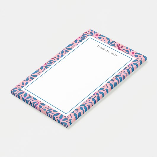 Folk Art Pink en Blue Floral Post-it® Notes (Schuin)