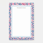 Folk Art Pink en Blue Floral Post-it® Notes (Voorkant)