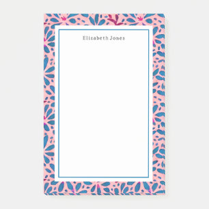 Folk Art Pink en Blue Floral Post-it® Notes