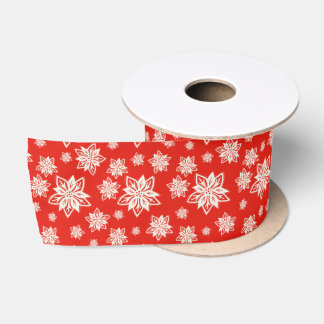 Folk Art Poinsettia Rustic Kerstwinter Floral Satijnen Lint
