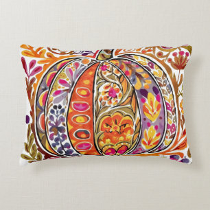 Folk Art Pompoen Sierkussen Rustieke Herfst Bloeme Accent Kussen
