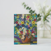 FOLK ART Pot of Daisy's BY LORI EVERETT briefkaart (Staand voorkant)