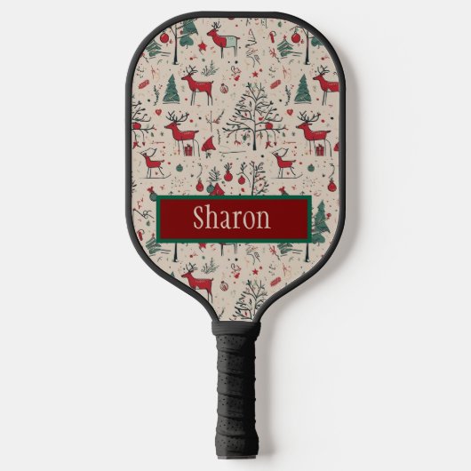 Folk Art Primitieve Kerst Pickleball Paddle (Voorkant)