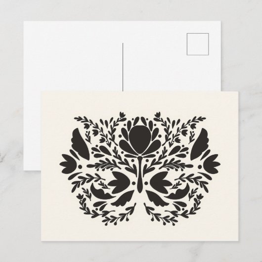 Folk Art Print bloemenprint Scandinavisch Briefkaart (Voorkant / Achterkant)