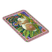 FOLK ART RABBIT, BLUEBIRD, WHIMSICAL SECRET GARDEN MAGNEET (Rechterzijde)