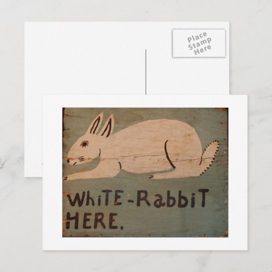 Folk Art Rabbit Briefkaart (Voorkant / Achterkant)