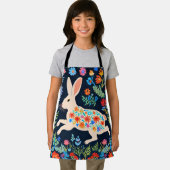 Folk Art Rabbit Kids Apron Schort (Insitu)