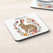 Folk Art Rabbit Monogram Bier Onderzetter (Linkerzijde)