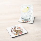 Folk Art Rabbit Monogram Bier Onderzetter (Rechterzijde)