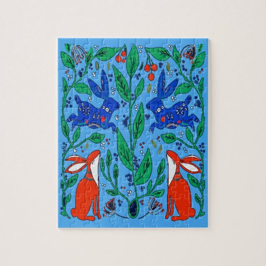 Folk Art Rabbits Legpuzzel (Verticaal)