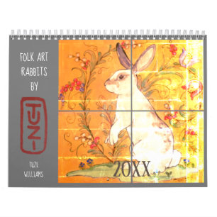 Folk Art Rabbits van Tuzi Willams Rabbit Tile & Ar Kalender