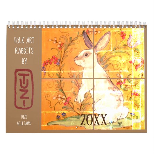 Folk Art Rabbits van Tuzi Willams Rabbit Tile & Ar Kalender (Hoes)