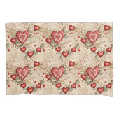 Folk Art Red Hearts Kussensloop (Voorkant)