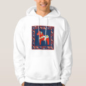 Folk Art Red Swedish Dala Horse and Pattern Hoodie (Voorkant)