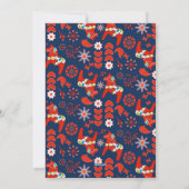 Folk Art Red Swedish Dala Horse Folk Art Pattern Feestdagenkaart (Achterkant)