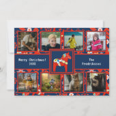 Folk Art Red Swedish Dala Horse Pattern 8 Foto Feestdagenkaart (Voorkant)