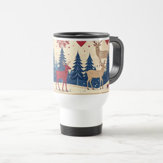 Folk-Art Reindeer Pattern Mug Reisbeker (Voorkant rechts)