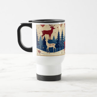 Folk-Art Reindeer Pattern Mug Reisbeker