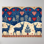 Folk-Art Reindeer Pattern Poster (Voorkant)