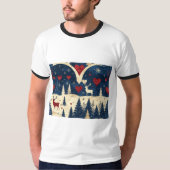 Folk-Art Reindeer Pattern T-shirt (Voorkant)