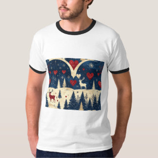 Folk-Art Reindeer Pattern T-shirt