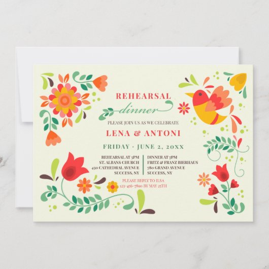 Folk Art repesal Dinner Party Kaart (Voorkant)