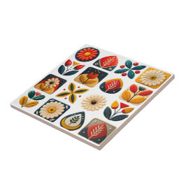 Folk Art Retro Bloemenmozaïek Accent Tegeltje