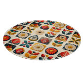 Folk Art Retro Bloemenmozaïek Gezelligheid Snijplank (Hoek)