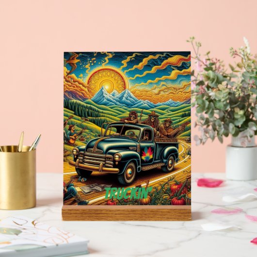 Folk Art Road Trip Acryl Bord (Huwelijk)