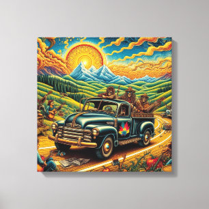Folk Art Road Trip Canvas Afdruk
