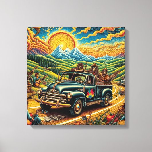 Folk Art Road Trip Canvas Afdruk (Voorkant)