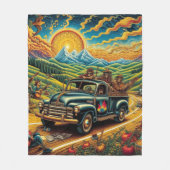 Folk Art Road Trip Fleece Deken (Voorkant)