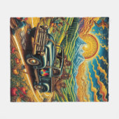 Folk Art Road Trip Fleece Deken (Voorkant (Horizontaal))