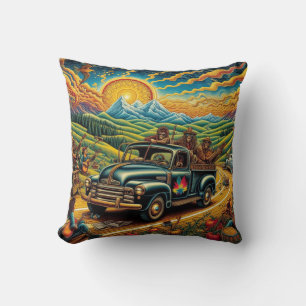 Folk Art Road Trip Kussen