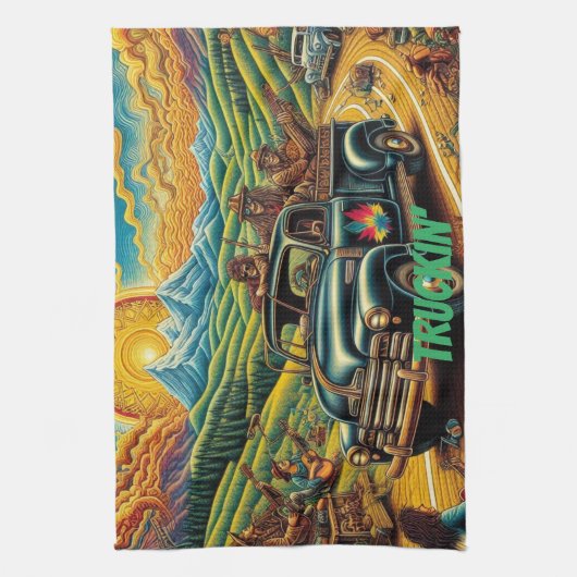 Folk Art Road Trip Theedoek (Verticaal)