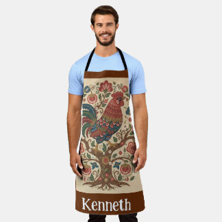 Folk Art Rooster Personalized Large Apron Schort